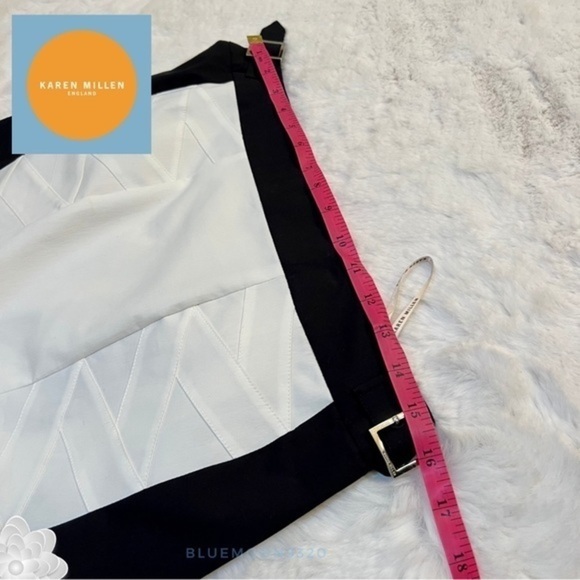 KAREN MILLEN ENGLAND Black and White Color Pencil Skirt NWT 6 See Measurements - Picture 11 of 12